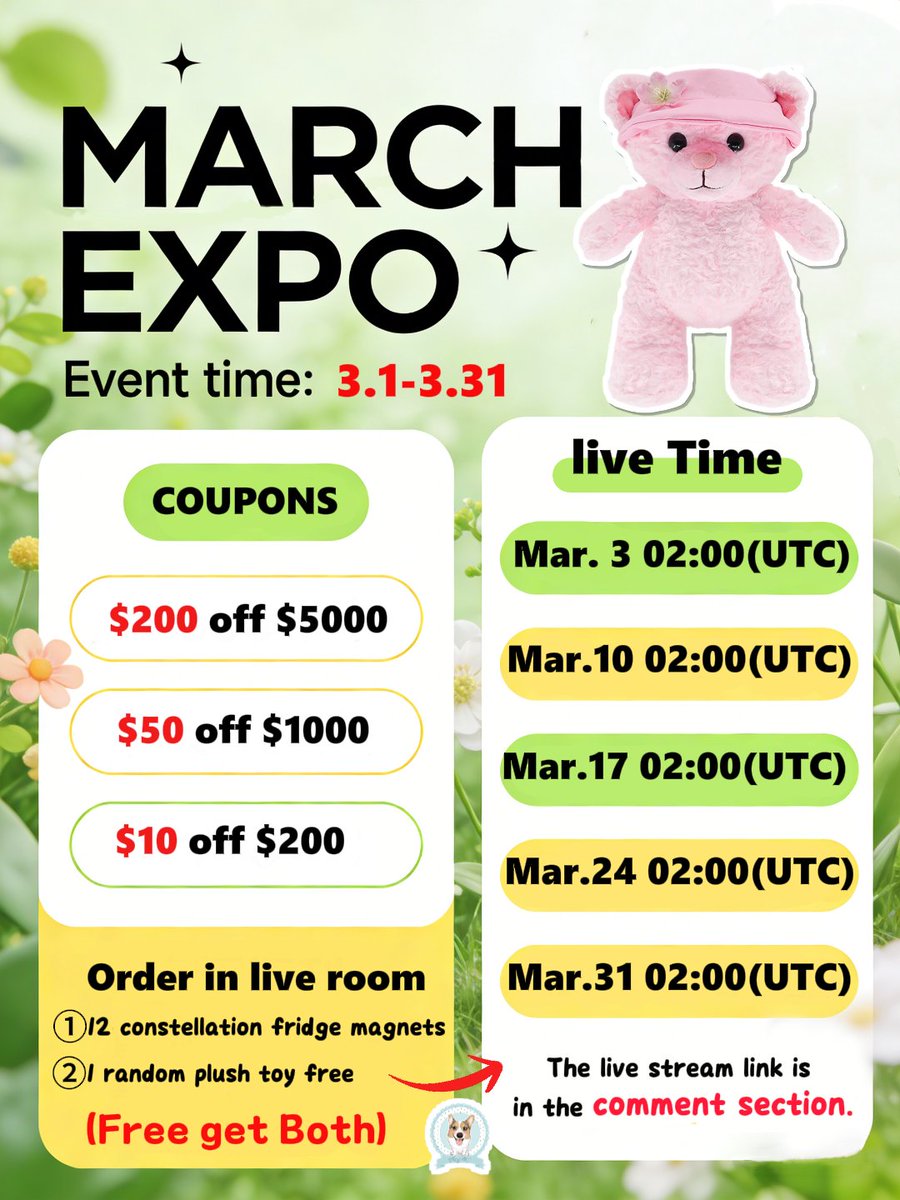 🧧 March Expo is ON! Huge Discounts + Free Gifts Await! 🧧
From Mar 1 to Mar 31, elevate your custom plush toy business with our unbeatable deals!

💰 Exclusive Coupons(Not stackable)
✅ $200 OFF orders over $5000
✅ $50 OFF orders over $1000
✅ $10 OFF orders over $200

🎉 Live