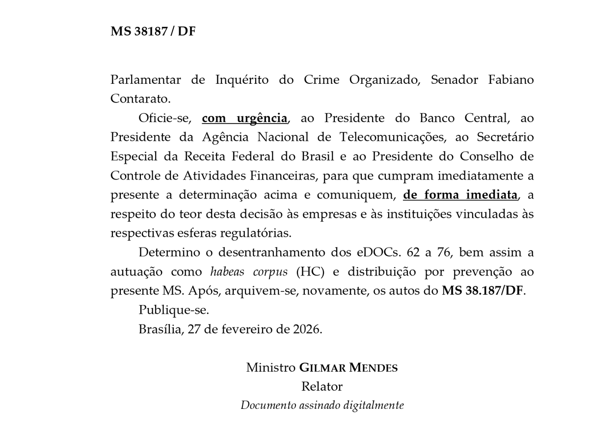 O cara concedeu HABEAS CORPUS, de ofício, dentro de um MANDADO DE SEGURANÇA, arquivado há três anos, onde as partes em nada se ligam, tampouco fatos?????????????????????
