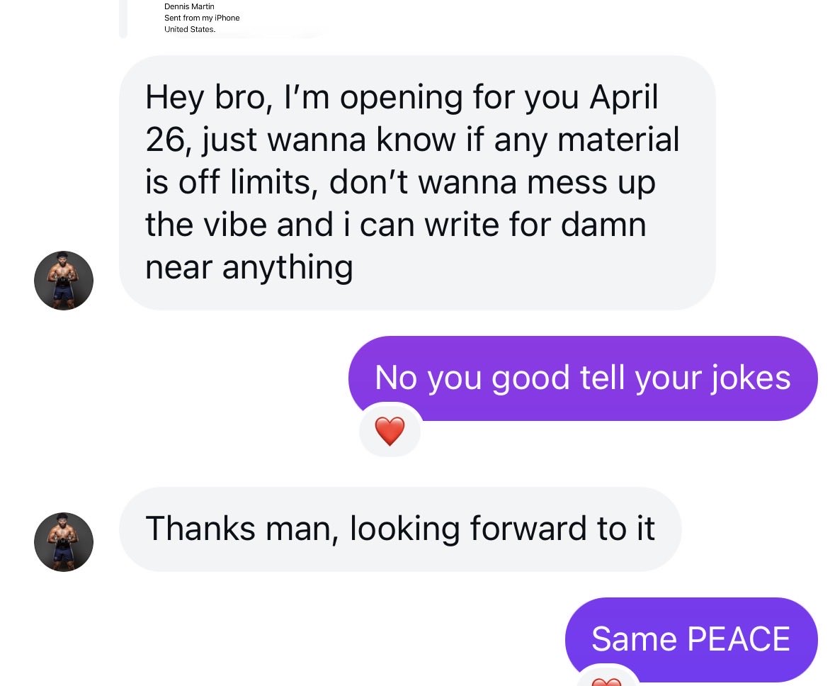 I will never censor anyone especially my comedy brothers and sisters…..just be professional and funny! #ItsallLOVE