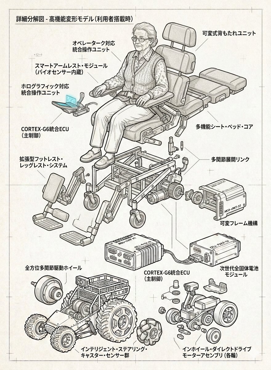 #AI遊び
①原画
②Grok:リアルに清書して
何故短パンTシャツの禿親父なんだよw
気を取り直して今度はGoogleで
③nano banana1:リアルなメカ風(ハイテク・近未来)
えっと宇宙空間で使うやつや無いので😅
④nano banana2:地上で、老婆が乗る、電動車いすの分解図としてリアルに描く