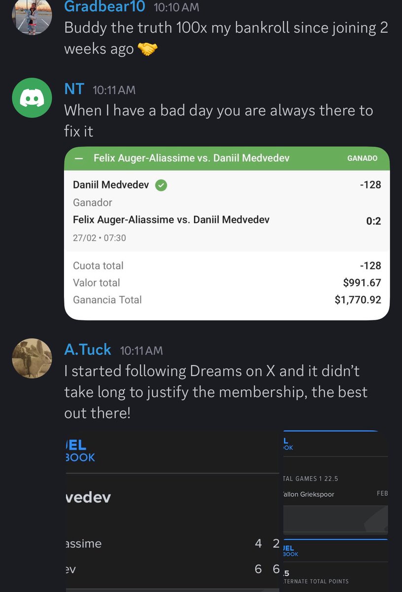 Testimonials/Reviews for the discord 🔥

Best service in the game ⬇️

Whop.com/dreamsbets