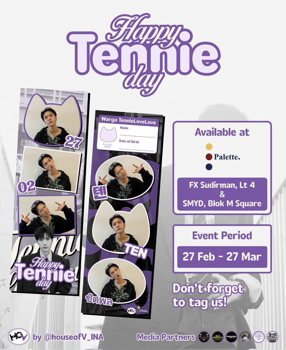 nct_menfess's tweet photo. 🐾 TEN, LEON &amp; BELLA BIRTHDAY PHOTOFRAME EVENT 🐾

By: @houseofV_INA

Let’s celebrate TEN, LEON, and BELLA’s birthday this year with our special frames! 🐱💜🐶

📆 27 Feb - 27 Mar 2026
📍 Palette, SMYD, &amp; Solophoto

#TEN #TENLEE #เตนล์# 李永钦 #텐 #テン #LEON #BELLA #WayV https://t.co/kD1xajVUv6