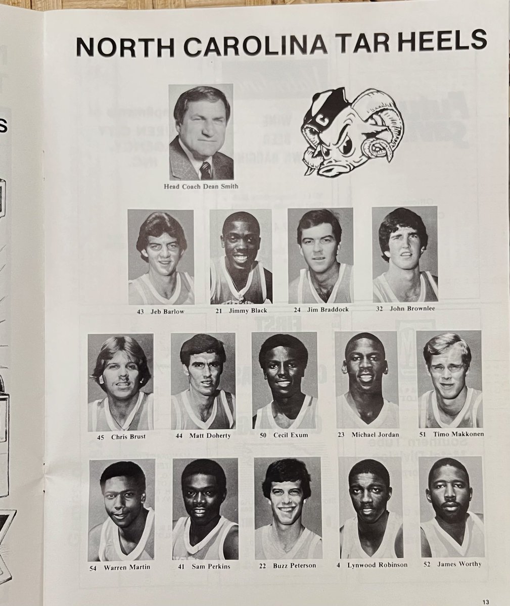 KellygMeade's tweet photo. A Wonderful treasure, from my Grandma Macie’s house…saved from the ‘82 Doubleheader at the Charlotte Coliseum. She was a lifelong Tar Heel Fan like me. 
👣🩵🐏@UNC_Basketball @AJTarHeel247 @isaacschade @TAshleyIC https://t.co/uOBEd3hsst