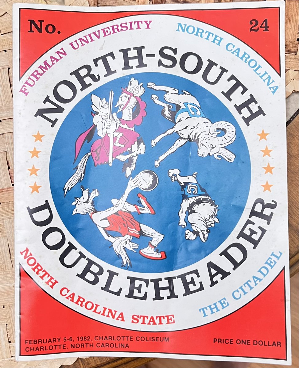 KellygMeade's tweet photo. A Wonderful treasure, from my Grandma Macie’s house…saved from the ‘82 Doubleheader at the Charlotte Coliseum. She was a lifelong Tar Heel Fan like me. 
👣🩵🐏@UNC_Basketball @AJTarHeel247 @isaacschade @TAshleyIC https://t.co/uOBEd3hsst