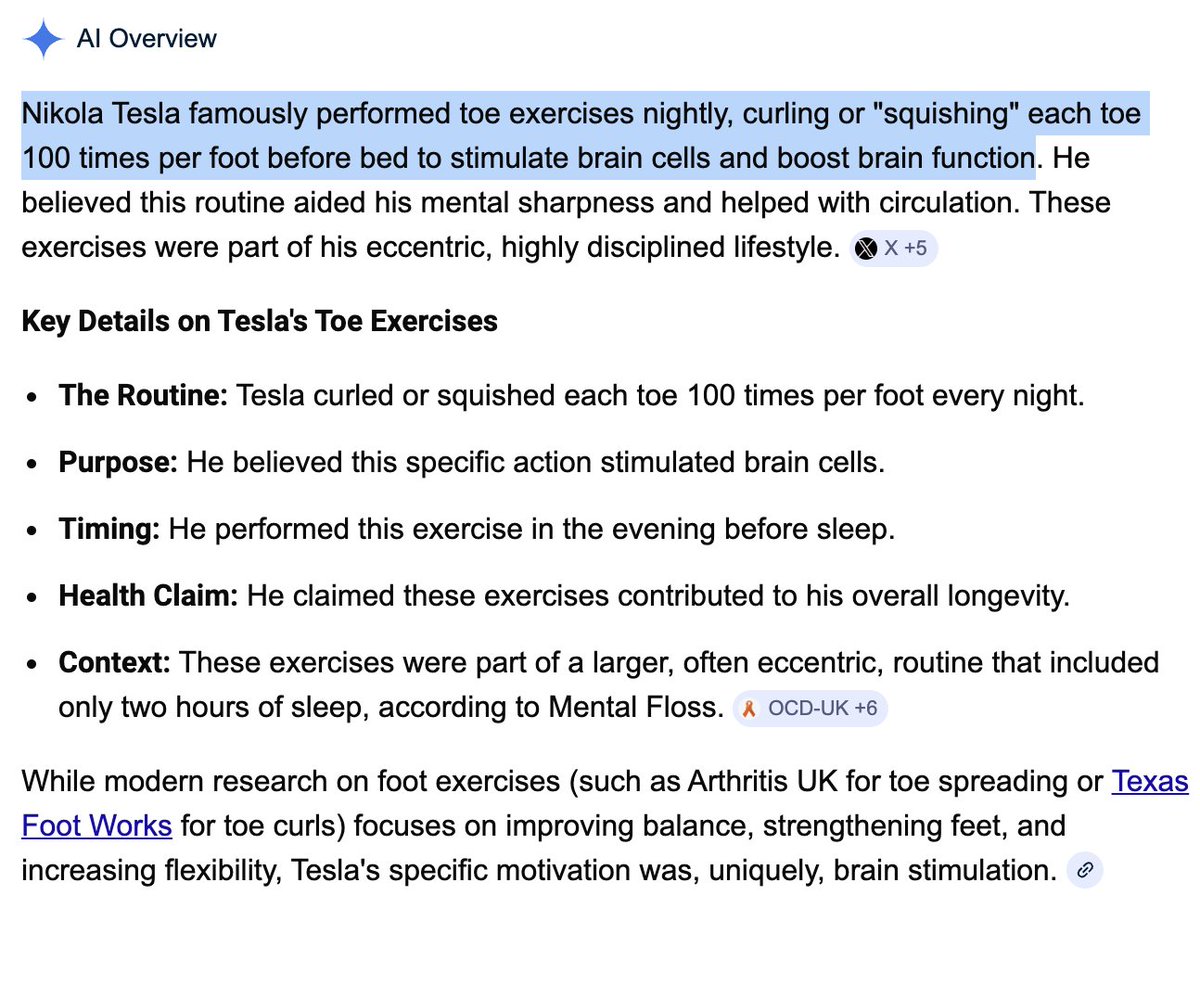 nikola tesla curled his toes 100 times a day for brain activity

toe exercises work