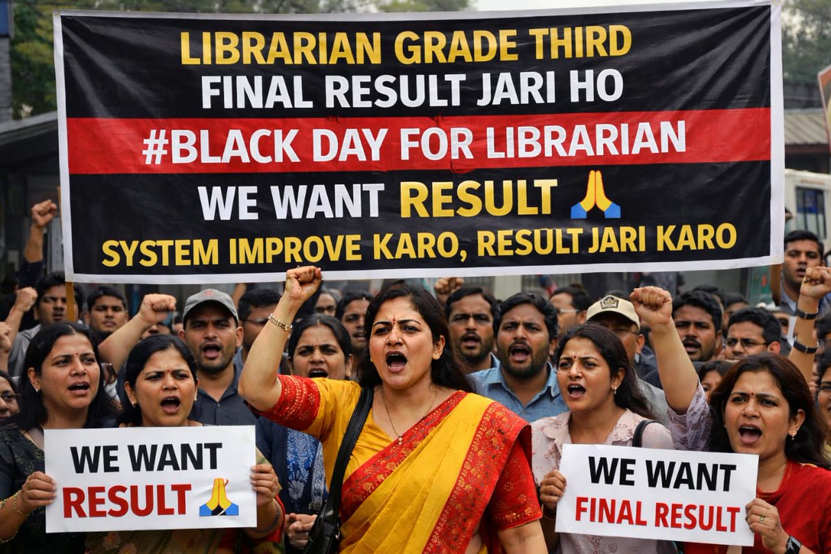 माननीय <a href="/narendramodi/">Narendra Modi</a> जी <a href="/BhajanlalBjp/">Bhajanlal Sharma</a> जी

28 फरवरी को रोजगार मेले में आप युवाओं को नियुक्ति पत्र बाटेंगे। लाइब्रेरियन ग्रेड-3 के अभ्यर्थी भी उसी दिन आपके हाथों से जॉइनिंग लेना चाहते थे, लेकिन हमारा रिजल्ट अधूरा है।

<a href="/alokrajRSSB/">Alok Raj</a> जी, हमारा रिजल्ट जारी नहीं कर रहे
#28FebBlackDay