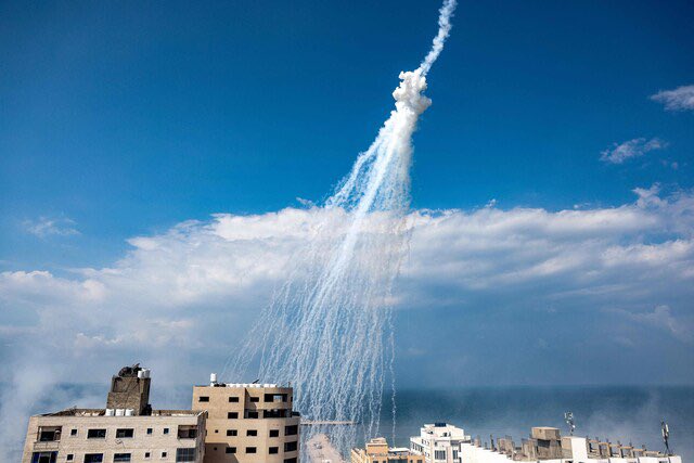 War crime; white phosphorus munitions; used by Israel’s IDF against Palestinians.