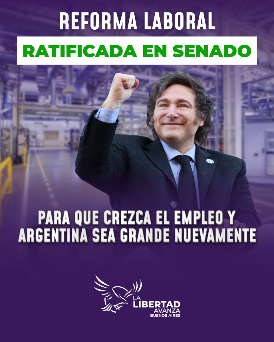 No más industria del juicio, no más promoción de la informalidad. Era hora de pasar de un régimen laboral prehistórico a uno moderno. Con los cambios de la nueva ley, Argentina será próspera 🇦🇷