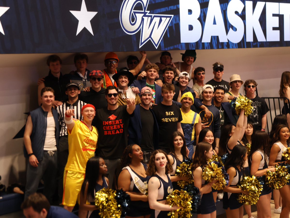 GWBaseball1's tweet photo. Celebrating our big W by cheering on @GW_MBB tonight in the Smith Center‼️💪

#RaiseHigh https://t.co/FUs2vQJOW2