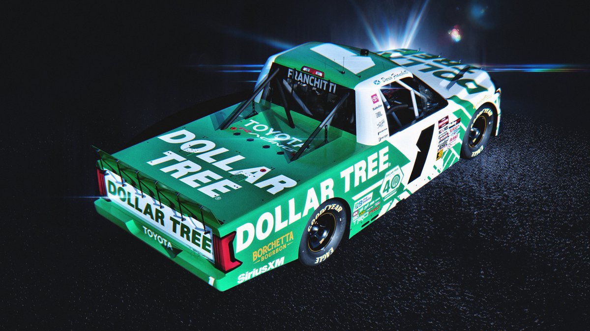 brendandroppo's tweet photo. Presenting the St. Petersburg paint for @DollarTree and @dariofranchitti! 🟢⚪️

#NASCAR https://t.co/i9zc17FU8y