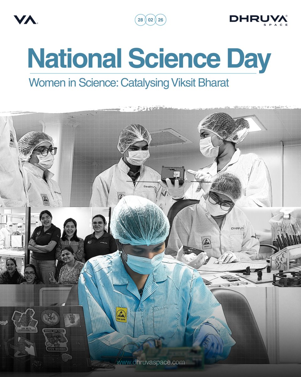 💫 This #NationalScienceDay, as India spotlights 'Women in Science: Catalyzing Viksit Bharat', Team Dhruva Space celebrates the women who have been building, testing, designing, coding, integrating, and qualifying Space systems from day one.

#steam #stem #science #satellites