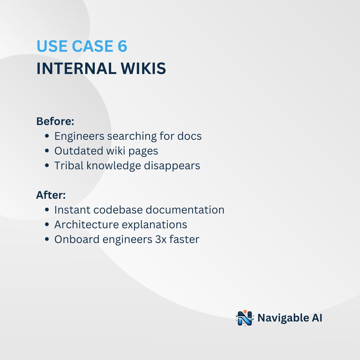 NavigableAI's tweet photo. No more interrupting the person who "just knows things."

WHAT THIS LOOKS LIKE IN PRACTICE

- Onboarding questions answered instantly
- Policy lookups in seconds, not minutes
- Workflow guidance without bothering teammates
- Consistent answers across your entire organization https://t.co/BHpkFQmAsL