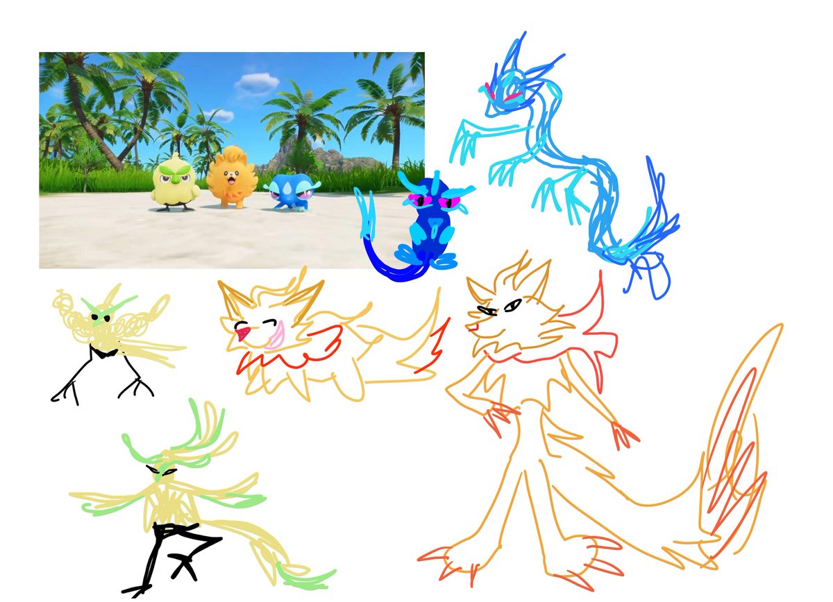 How I think the evolutions gonna look for the new starters lmao