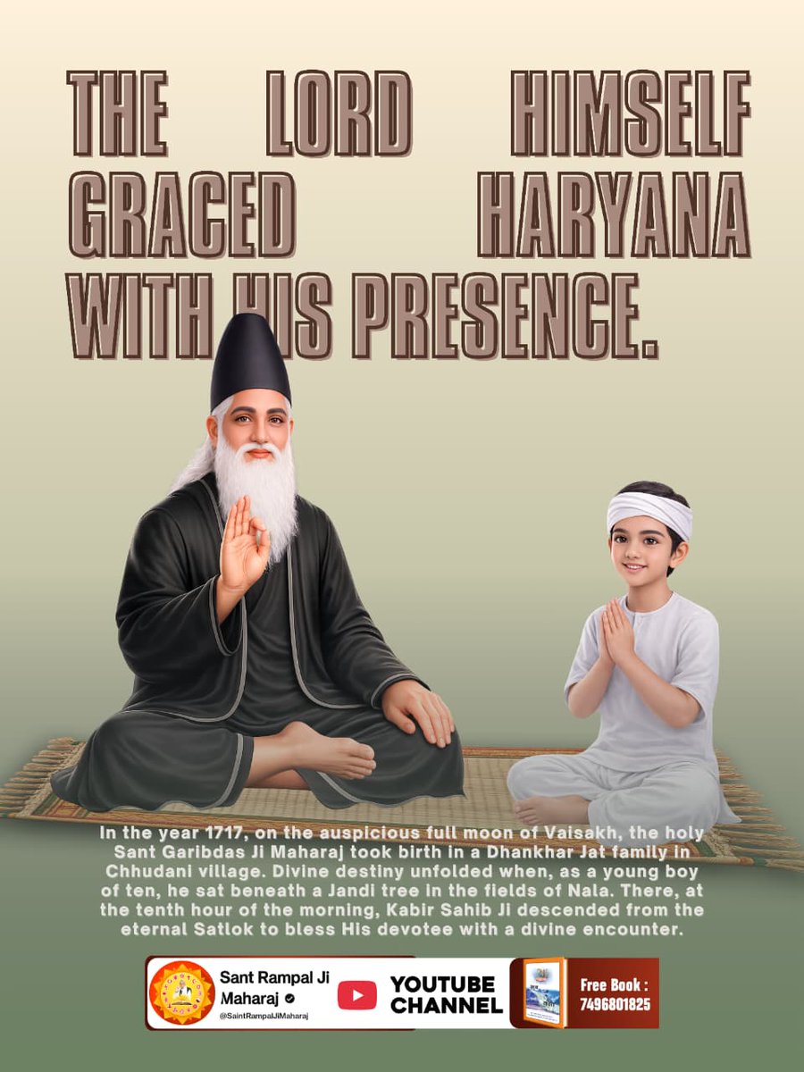 #300thBodhDiwasSantGaribdasJi
In the year 1717, on the auspicious full moon of Vaisakh, the holy Sant Garibdas Ji Maharaj took birth in a Dhankhar Jat family in Chhudani village.Divine destiny unfolded when, as a young boy of ten, he sat benath a jhadi tree in the..
कबीर परमेश्वर