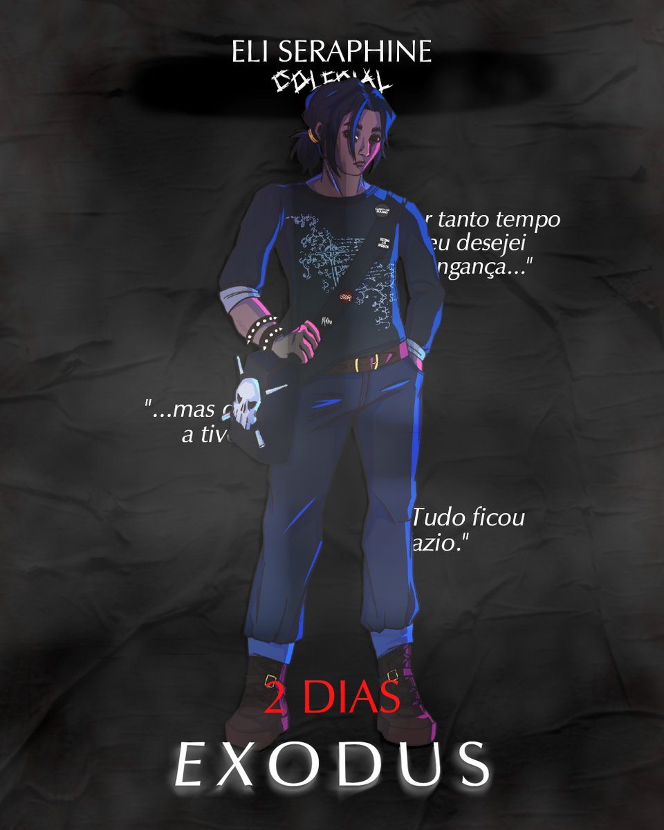 "Por tanto tempo eu desejei vingança, mas quando a tive, tudo ficou vazio."  

ELI SERAPHINE será interpretada por <a href="/iuwlnu/">iuwlnu #EXODUSRPG</a> em EXODUS  

Ao vivo no PALCO em discord.gg/colmeiadoabelha 

FALTAM 2 DIAS. #EXODUSRPG

Arte por <a href="/vioOosk/">﹒🦨 ゛viosk ﹒#EXODUSRPG</a>