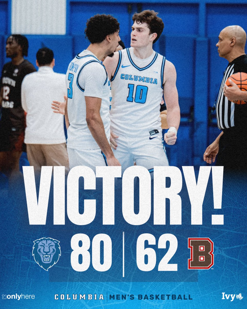 CULionsMBB's tweet photo. LIONS WIN!!

Columbia imposes its will in the second half to earn the home victory over Brown!

#RoarLionRoar🦁 // #OnlyHere🗽 https://t.co/g9ZITHNMSw