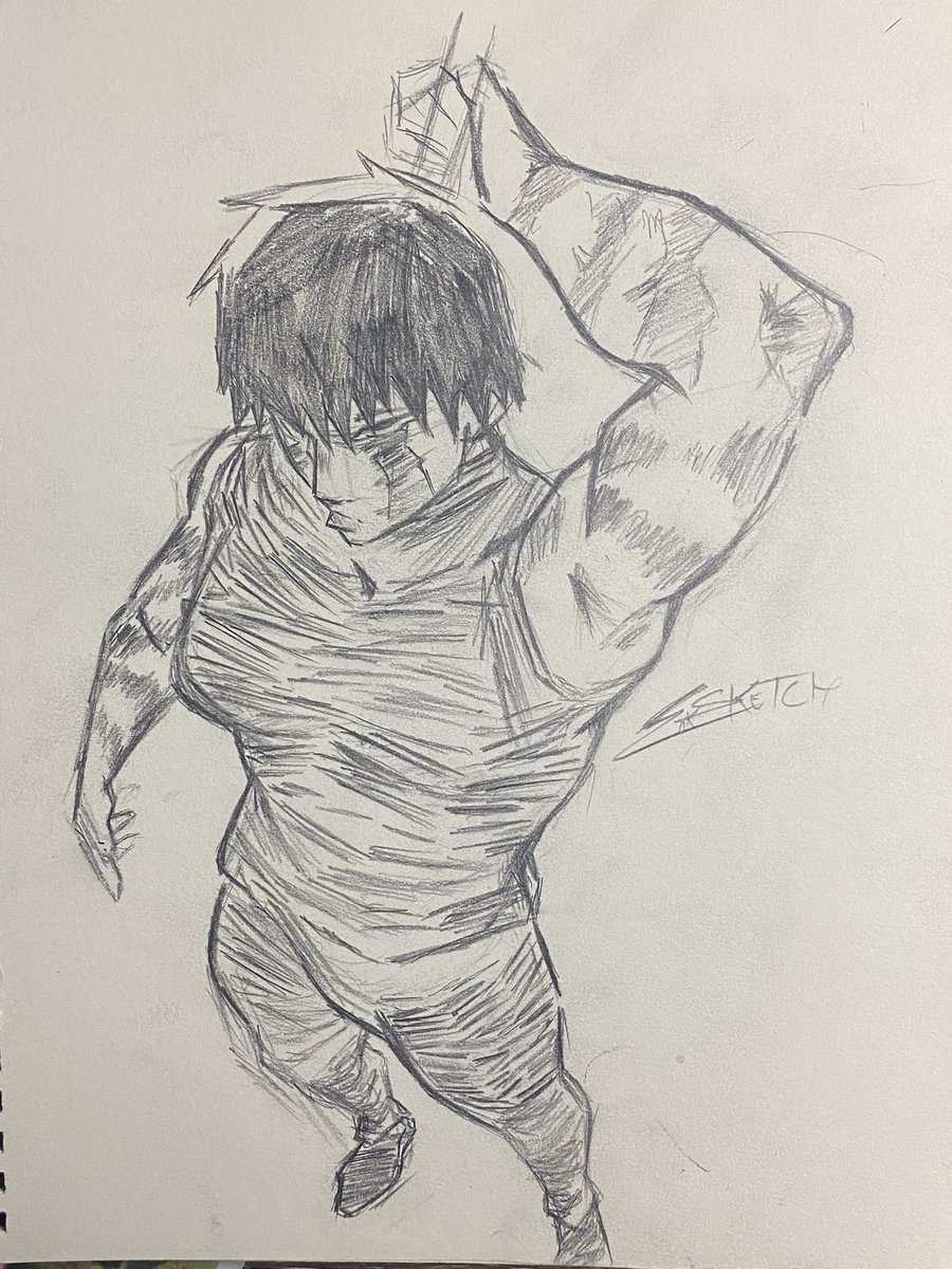 EnkSketch's tweet photo. Maki Zenin sketch. Reference by @theposearchives https://t.co/5CzJrGB1v1