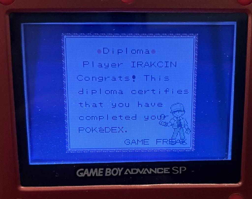 Irakcillo's tweet photo. @DrewSav That’s what I did with my Pokémon Red and Blue and then completed the Pokédex, my child dream become true! https://t.co/mKcgBNvBoR