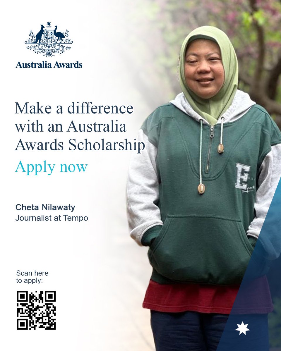 KonJenMakassar's tweet photo. Applications for Australia Awards Scholarships are still open. Apply now to study at world-class Australian universities and become an agent of change. Selection is based on merit and your potential to address development challenges in Indonesia👉https://t.co/RWBlQEeAiQ https://t.co/UclxdR0KDR