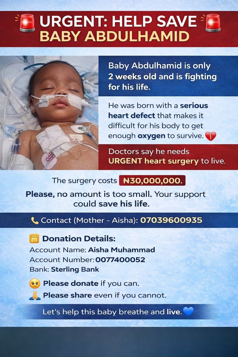 Ameekabs's tweet photo. @MRMONEYGN Please 🙏 I’m know someone who needs this 1 million more than I do, she is a close relative, admitted at shika hospital kaduna, her baby needs oxygen to stay alive and heart surgery to survive he is one month old now, although the post says 2weeks https://t.co/q9KFN7W2Qe