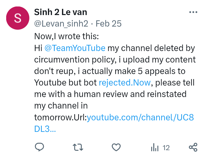 Levan_sinh2's tweet photo. @JYuije084832 @TeamYouTube This: I uploaded it at 2 days ago. https://t.co/0q5RxrBPB8