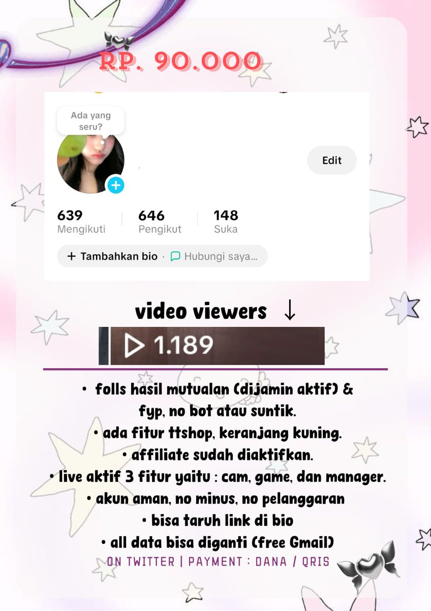beyyie‘s | jual akun tiktok. tweet media