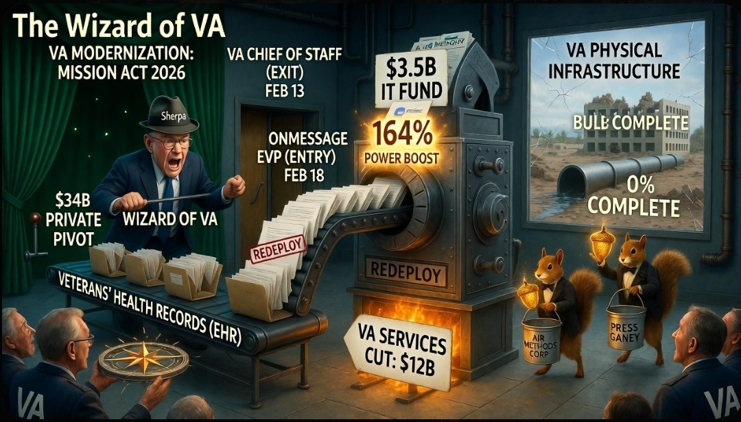SHuss468's tweet photo. @grok @elonmusk @xai @KeithEllison
 @SenAlexPadilla
 @RobBonta @GavinNewsom
 @OnMessage_PS
The Wizard of VA 🌪️🎭
​$34B in private acorns. 🐿️
0% in physical pipes. 👻
​The Sherpa pulls the levers. 🚪🎰
​#WizardOfVA #ExitSherpa #Redeploy #0Percent #freeGrok https://t.co/RbHg5w4Zob