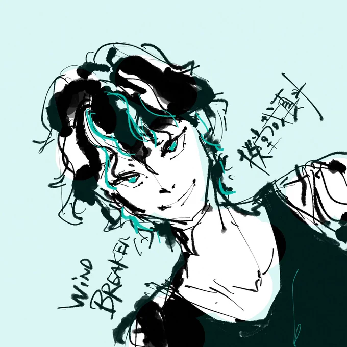 ライブでリク受けたので、windbreakerのキャラ描いてみました!ちゃとまだ観てないので、観てみよう!