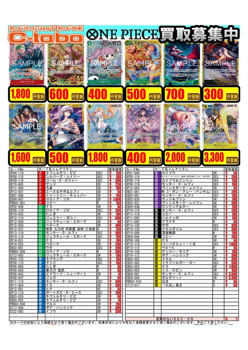 ワンピース 買取情報】 ワンピースカードより デッキパーツ 買取募集中