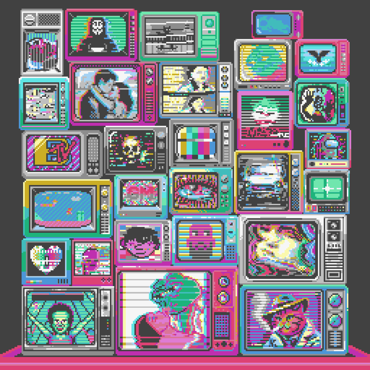 Just minted Day #933: PixelMad TV on @basepaint_xyz ! 84 artist