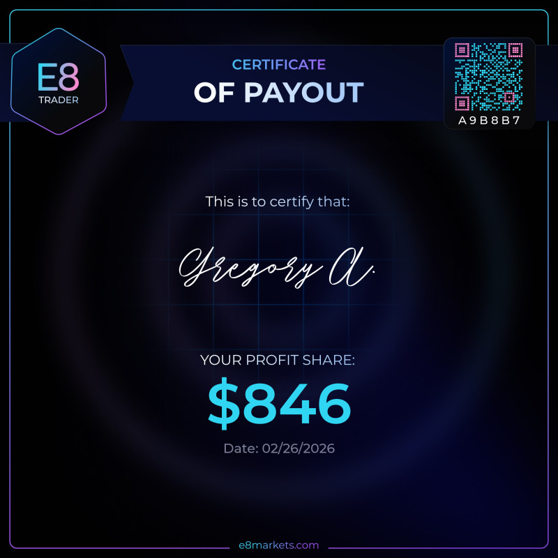 Congrats to Gregory A. from US on a $846 payout (2/28/2026)! #E8Payouts