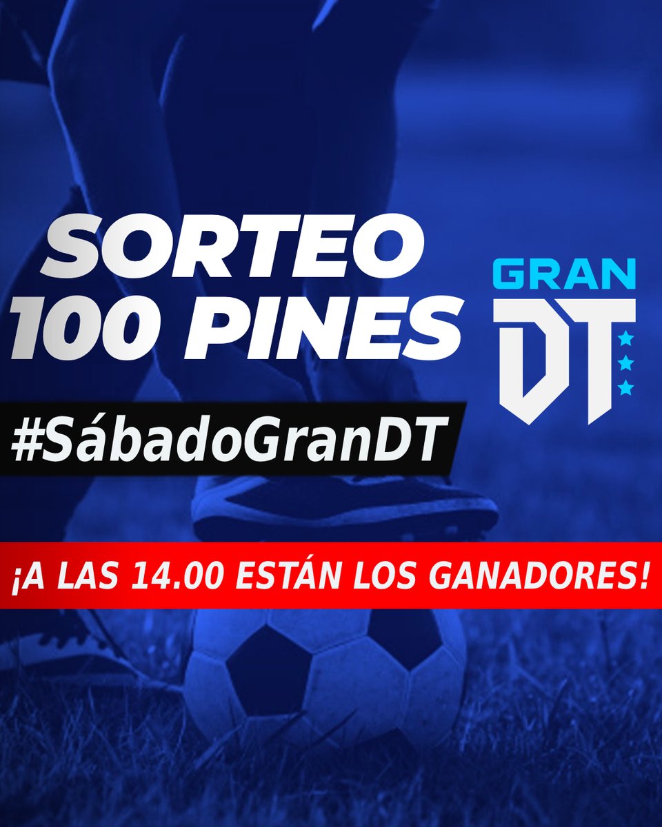 🚨💥 ¡HOY YA ARRANCA OTRA FECHA Y HAY SORTEO DE 100 PINES! 🔥💯

👉 Esto va para ustedes, todos los que me estuvieron comentando que están haciendo malabares para armar el 11:

¿CÓMO PARTICIPAR? ⚠️

1⃣ Seguir a <a href="/GranDToficial/">⚽️ Gran DT</a>
2⃣ Darle RT a este tweet
3⃣ Comentar #SábadoGranDT

✅