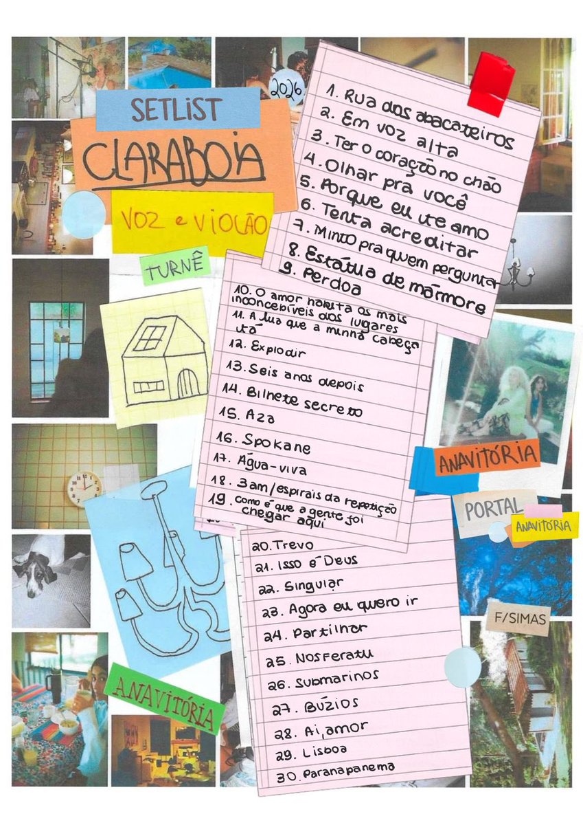 anavitória colocou na ordem
explodir - seis anos depois - bilhete secreto - aza - spokane e água viva 
elas não tem pena de ninguém vei