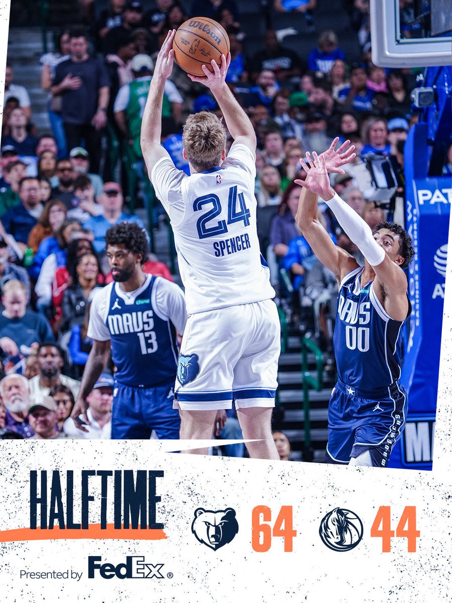 Halfway in Dallas 🐻
📺 @FDSN_Grizzlies