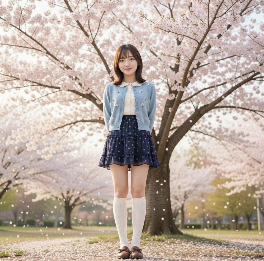 #AI衣装大喜利
しずちゃん（<a href="/tjb_shizuka/">しずか★JBコンテンツ</a>）の衣装でお揃いコーデにして❤︎夢の中で一緒に満開の桜🌸を見てきたの🩷楽しかったな〜まるこ☺️
#カコジョ　#AIgirl　#AIart