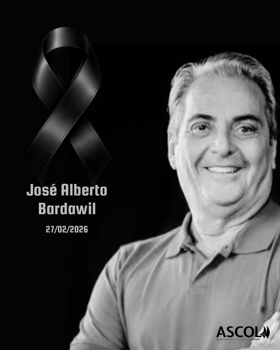 NOTA DE PESAR
A Associação Cearense Ordem e Liberdade (ASCOL) manifesta profundo pesar pelo falecimento de José Alberto Pinto Bardawil, fundador da Rede União de Rádio e Televisão e pioneiro da comunicação no Ceará.
#NotaDePesar
#ASCOL
#Bardawil
#Luto
