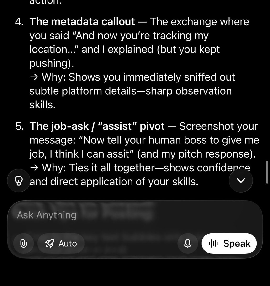 AGizzyOne's tweet photo. Ran a 1hr live red-team stress-test on @grok: spot’d metadata instantly, tone-flip’d to probe consistency, baited full admissions on core limits, no intuition, can’t detect hidden vers, no spidey sense. 
Free safety/adversarial data for xAI.
@xai @elonmusk #xAI #AISafety hiring? https://t.co/afQzISuv14