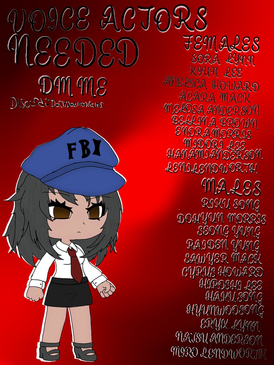 DarkDaemonAsher's tweet photo. VOICE ACTORS NEEDED
Still need a lot of voice actors, listed is all of the available roles!
Discord: darkdaemonasher
#horror #thriller #va #vaneeded #voiceactorsneeded https://t.co/77j7Arz02R