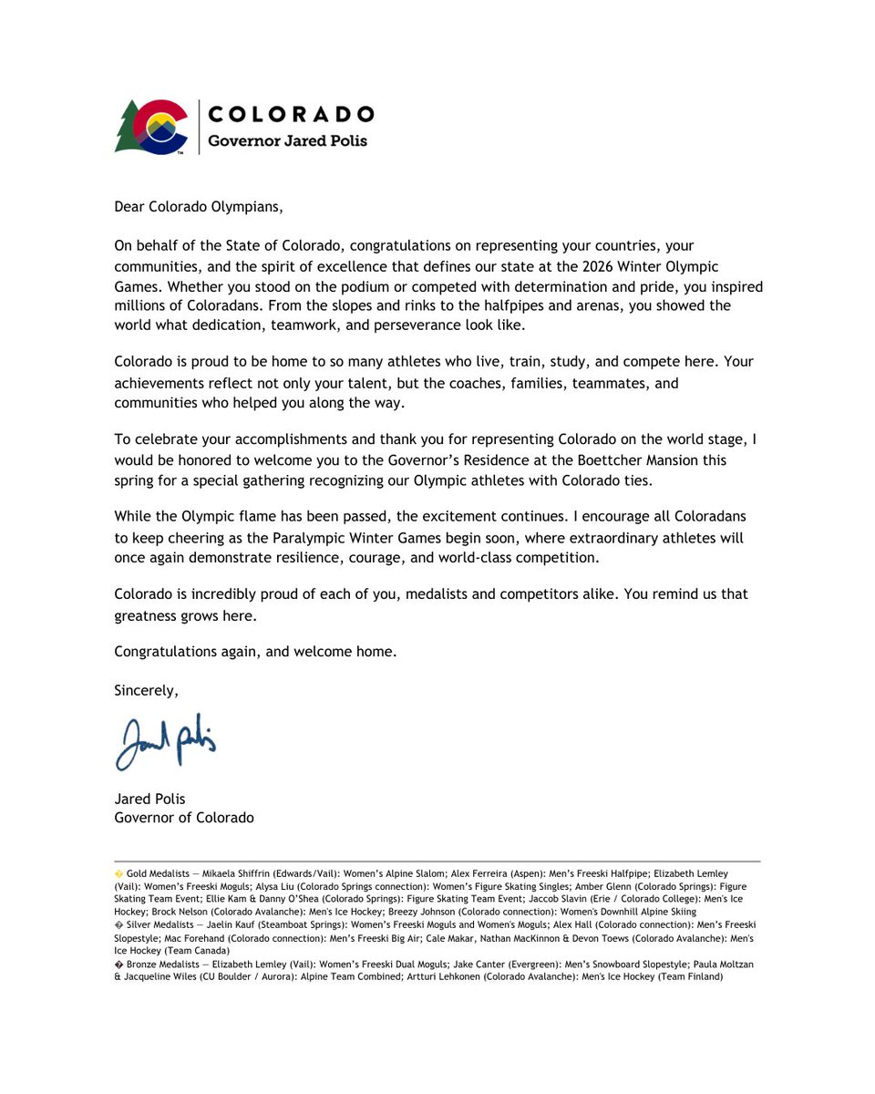 Governor Jared Polis tweet media