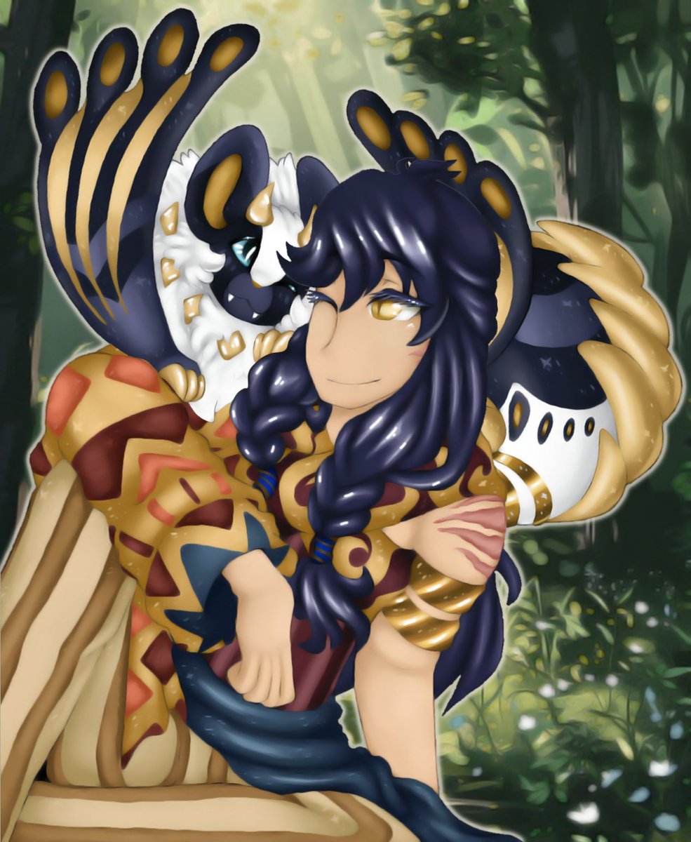 cuties qwq! both charries belong to @/MagicCrystal280 &amp; i positively LOVE them 🫶 lil pocket-sized therapy paolumu... 🥺🙏💙 bro the c r i m e s i would commit to have one of my own lmao
_____
#digitalart #originalcharacters #monsterhunter #paolumu #DnDcharacter #ArtistOnTwitter