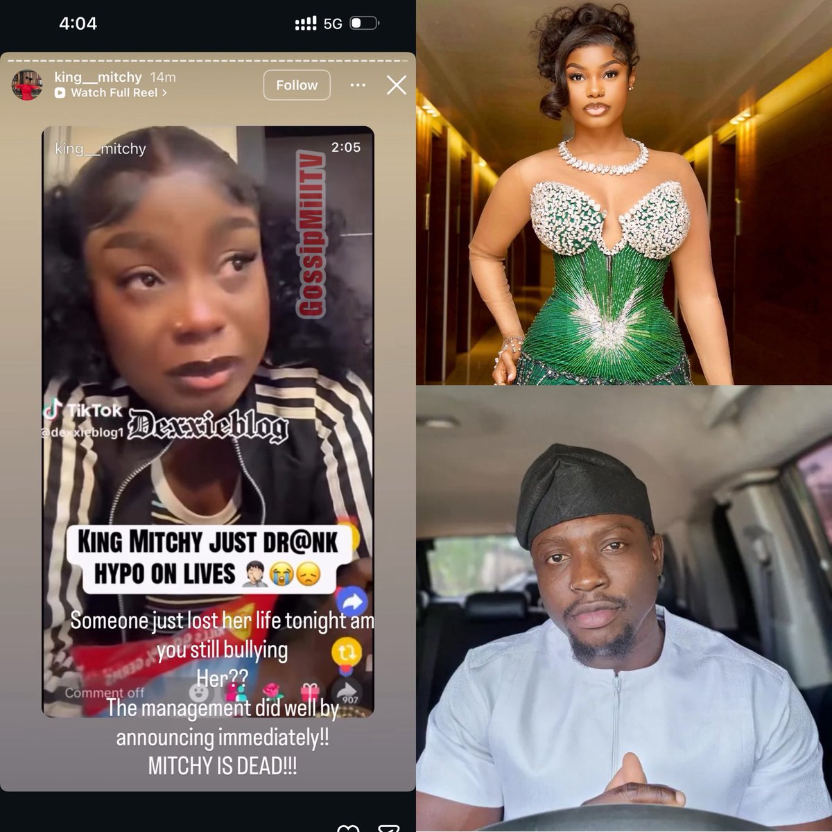 Breaking News: King Mitchy’s Management Posts yet Again on her instagram Story and insists that she has Passed away after drinking H¥P0, Just hours after VeryDarkMan B¥ll¥I£d her making over 10 videos and Accusing Her of L!ck!ng Seyi Tinubu’s Lollipop for money