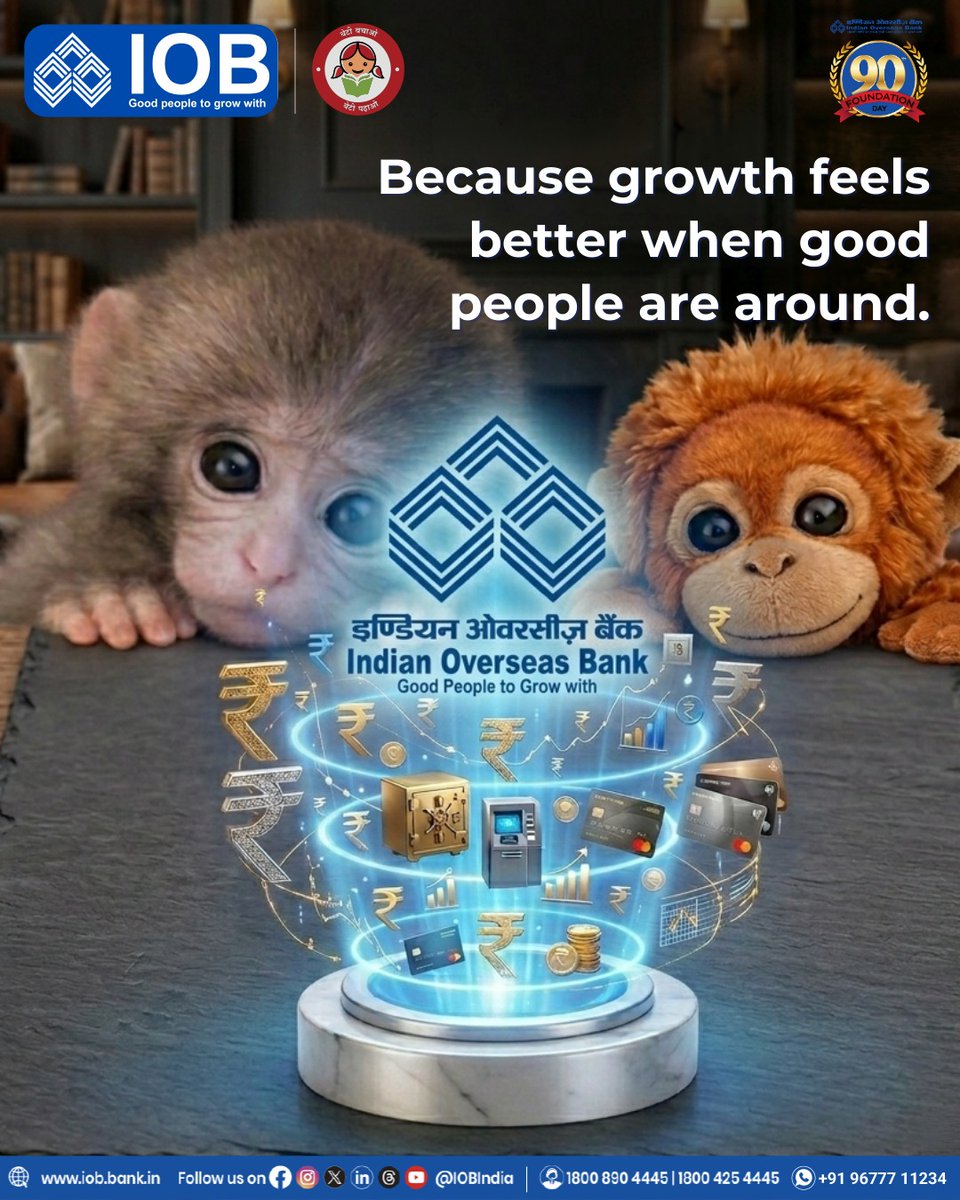 IOBIndia's tweet photo. When good friends stick together, even the cheekiest moves turn into growth!🐒💹
Step into IOB and grow together.
#GrowTogether #IOBBank #MonkeyPunch #GoodFriends #SmartBanking #MonkeyPunchTrend #IOB #IOBForYou #DFS #RBI #GoodPeopleToGrowWith https://t.co/klLPqA19lx
