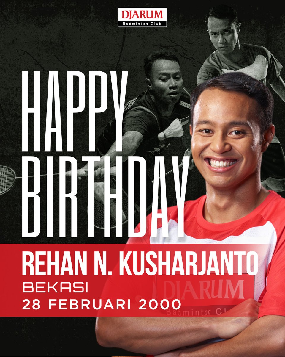 Happy birthday, Rehan! Sehat dan sukses terus, tetap semangat untuk meraih prestasi! Ditunggu comeback-nya! 😁👍​

Apa doamu buat #AtletPBDjarum yang satu ini, Sobat?​

#TeruskanSemangatJuara