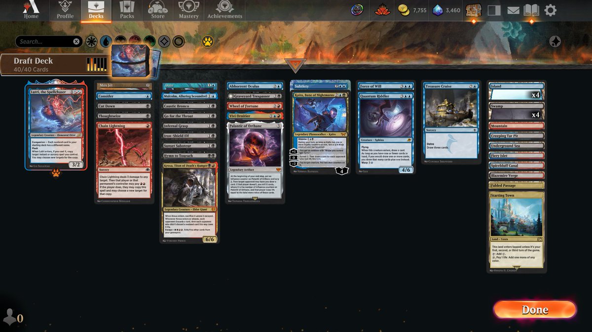TristnTristn2's tweet photo. What a sweet trophy. No, 9 π
Just look at what I had to face in round 3.
Looking at my op hand and seeing that was scary.
They kept a terrible hand game 3 and crushed them.
Game 3 in Round 3 was the only time I played Kaito and won me the game. #PoweredCube #MTGA @fireshoes https://t.co/2VhhCAnxN8
