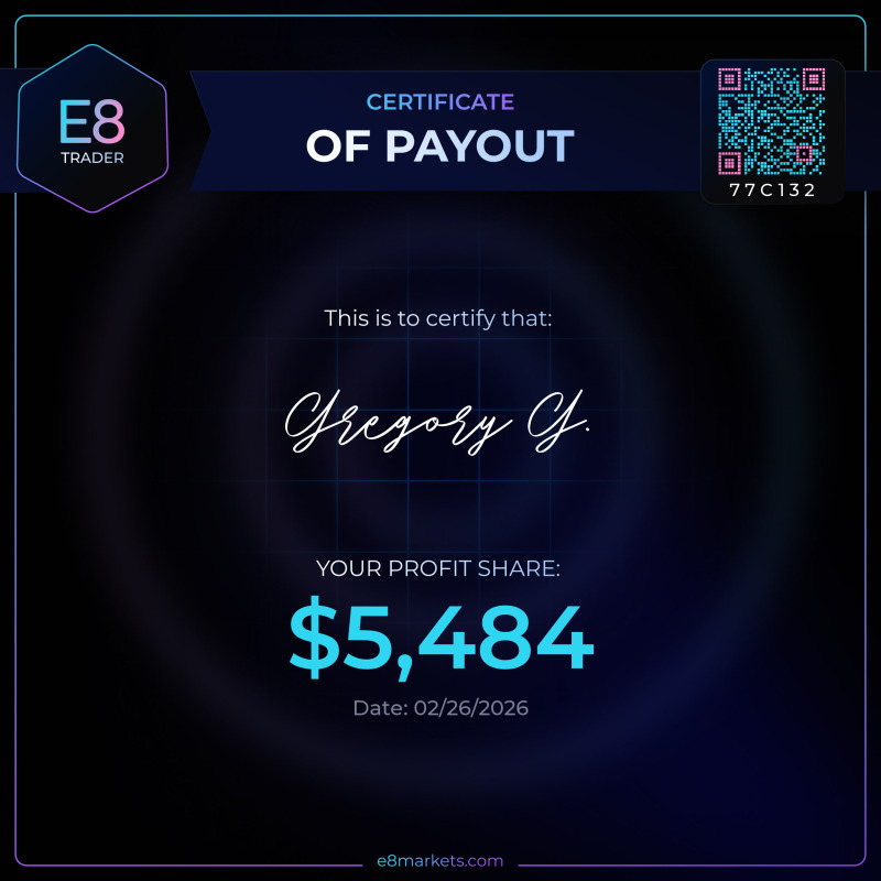 Congrats to Gregory G. from US on a $5,484 payout (2/28/2026)! #E8Payouts
