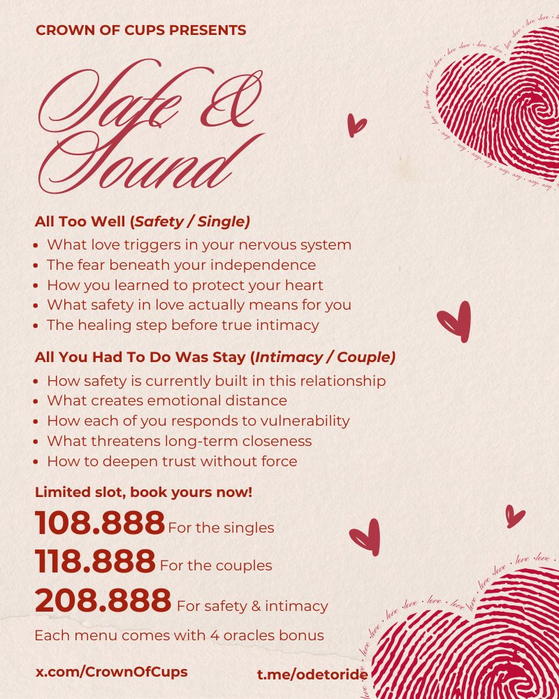 ㅤ
[ RTs Would Be Appreciated ]

Ntis is open for tarot reading! Buat yang mau dibantu permasalahan karir, personal, percintaannya, boleh langsung DM, ya! Bebas curhat pokoknya.

Full menu on crownofcups.crd.co

#zonaba #zonauang tarot reader jasa tarot