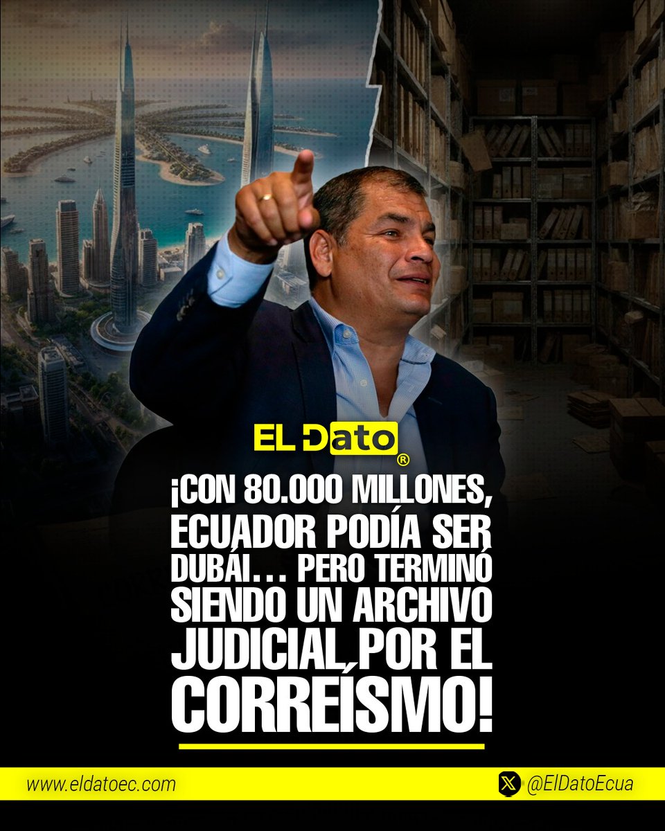 #Urgente ¡CON 80.000 MILLONES, ECUADOR PODÍA SER DUBÁI… PERO TERMINÓ SIENDO UN ARCHIVO JUDICIAL POR EL CORREÍSMO!

Con los casi USD 80.000 millones que se le atribuyen al correísmo en corrupción, sobreprecios, despilfarro y malas decisiones, Ecuador habría podido construir 53