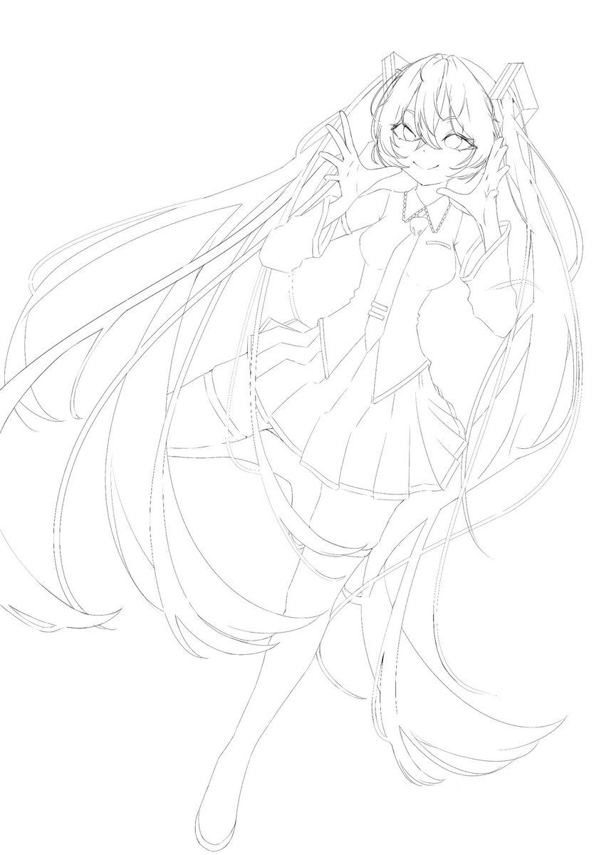 やっと線画終わった〜！ #イラスト