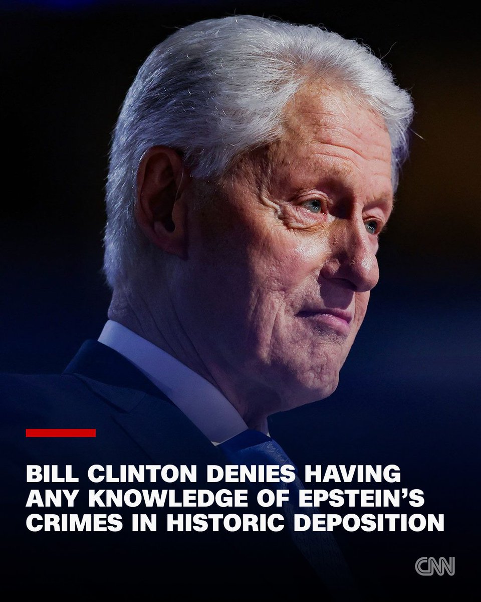 CNN's tweet photo. Bill Clinton repeatedly denied having any knowledge of Jeffrey Epstein’s crimes during what he said was the pair’s “brief acquaintance” under more than six hours of questioning from lawmakers who sought to unravel the former president’s ties to the late convicted sex offender. https://t.co/qsujtyw1wb