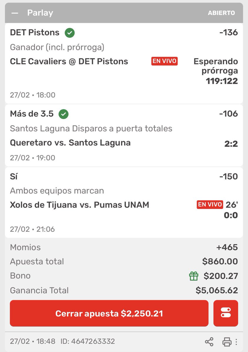 Mis pistonsssssssssssss

Se da ambos anotan en Tijuana y se van $600 en 2 transferencias de $300 entre la banda. ❤️

Manden buenas vibras ✌️